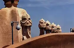 Modernist chimneys on the Casa Milà (Barcelona, Spain), by Antoni Gaudí