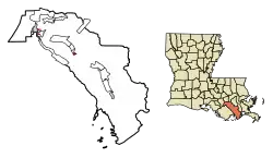 Location of Lockport in Lafourche Parish, Louisiana.