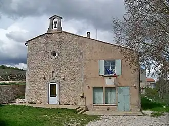 The town hall and church of Lagarde-d'Apt