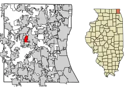 Location of Hainesville in Lake County, Illinois.