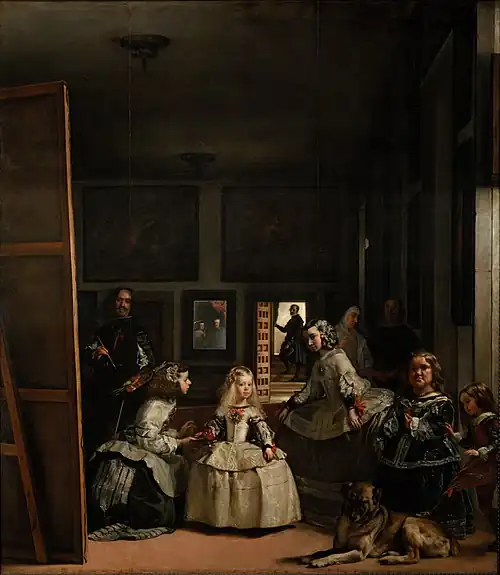 Las Meninas, by Diego Velázquez, 1656, oil on canvas, 318&nbsp;cm × 276&nbsp;cm, El Prado (Madrid)