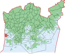 Position of Lehtisaari within Helsinki