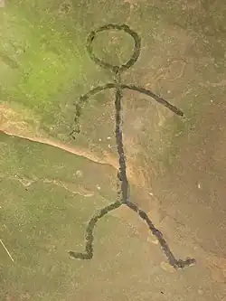 A stick figure at the Leo Petroglyph in the United States