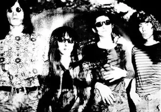 Les Rallizes Dénudés in 1974. Left to right: Mikio Nagata, Takashi Mizutani, Shunichiro Shoda, Takeshi Nakamura