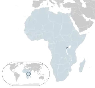 Location of Rwanda (dark blue) in Africa (light blue)