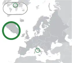 Map showing Vatican City in Europe