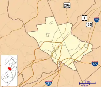 A map of Mercer County, New Jersey