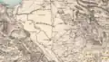 Location of Beit Lahm (Bethlehem) and Waldheim (see khaki circles), two later-established German colonies from the hinterland of Haifa, on the PEF Survey of Palestine