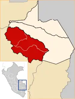 Location of Manu in Madre de Dios Region