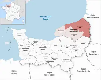 Location within the region Normandy