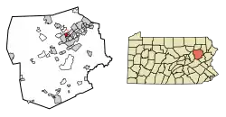 Location of Courtdale in Luzerne County, Pennsylvania.
