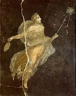 A Roman fresco from Pompeii showing a maenad in silk dress, 1st century AD