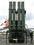 A MAN SX45 8x8 10-ton IRIS-T SLM launcher rear