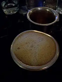 The MTR coffee served hot in silver coffee cups