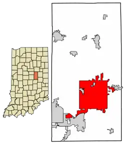 Location in Madison County, Indiana.