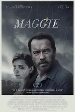 An older man and his zombie daughter stand in front of a stormy sky, with the words "SAVE HER" faintly scrawled over the title