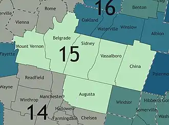 Map of Maine's 15th State Senate district