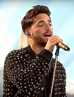 Maluma performing "Sin Contrato", during the Festival de Viña del Mar 2017 in Chile.