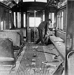 Strikebreaking motorman injured after streetcar attacked.