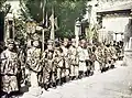 Mandarins in front of Thái Hòa throne hall in the 40th birthday anniversary of emperor Khải Định, 29/9/1924.