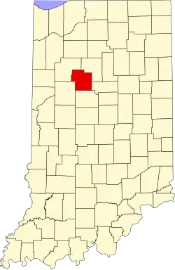 Carroll County's location in Indiana