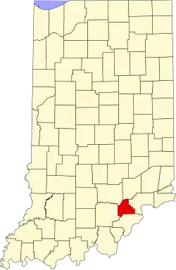 Map of Indiana highlighting Scott County
