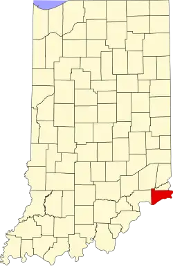 State map highlighting Switzerland County