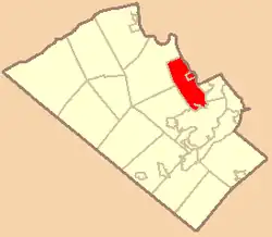 Location of Whitehall-Coplay School District in Lehigh County, Pennsylvania.