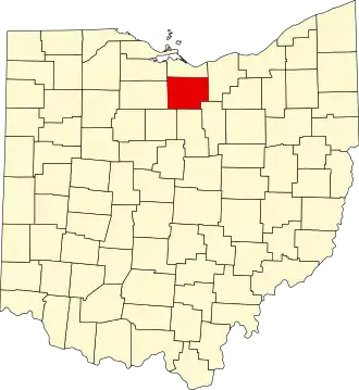 State map highlighting Huron County