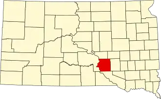 Map of South Dakota highlighting Brule County