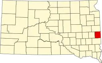 Map of South Dakota highlighting Moody County