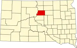 Map of South Dakota highlighting Potter County