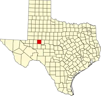 State map highlighting Glasscock County