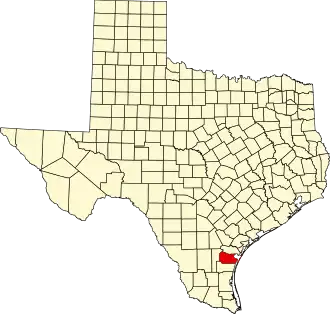 State map highlighting Nueces County