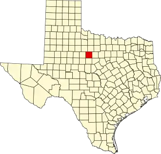 State map highlighting Shackelford County