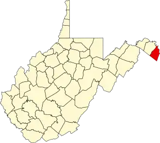 Map of West Virginia highlighting Jefferson County