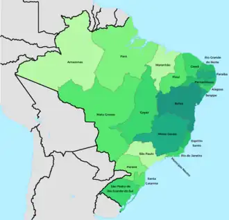 1889 States at the start of the republic