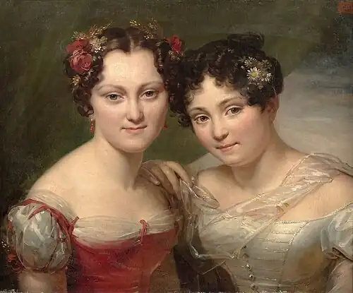 The sisters Louise Christine and Louise Emilie de Lafontaine, by Marie-Éléonore Godefroid
