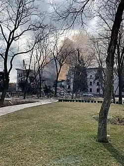 Mariupol Drama Theatre after a Russian airstrike