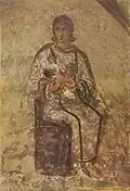 Stage three, the consecrated virgin becomes a mother. This image has also been interpreted as showing Mary with Jesus.[16]
