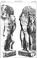 Herakles fighting the Nemean lion, Mathura art. Currently held in the Indian Museum in Kolkata.[21][failed verification]