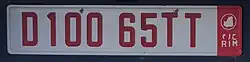 Temporary license plate.
