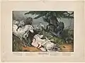 Mazeppa, handcolored lithograph by Nathaniel Currier