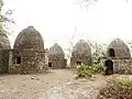 Meditation "caves" built in 1976–1978 using stones from the Ganges