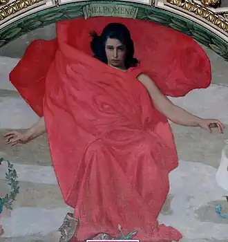 Melpomene mural (detail, 1896), at the Library of Congress in Washington DC. Photograph (2007) by Carol Highsmith (1946–).