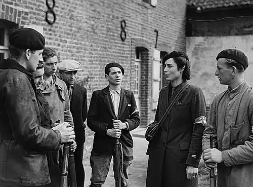 Members of the French resistance group Maquis in La Tresorerie, 14 September 1944, Boulogne