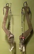 Men's ear pendants (batling) made of hornbill, brass, shell and cotton