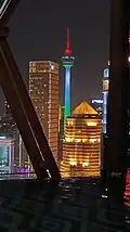 KL Tower illuminates in the color's of the Flag of Palestine viewed from Scarletz Suites