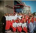 Indonesian choir group wearing Bugis traditional attires, the ladies wearing bodo blouse
