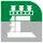 Pictogram of Ciudad Azteca metro station. It features the silhouette of the glyph of the city, which represents an Aztec-like structure.